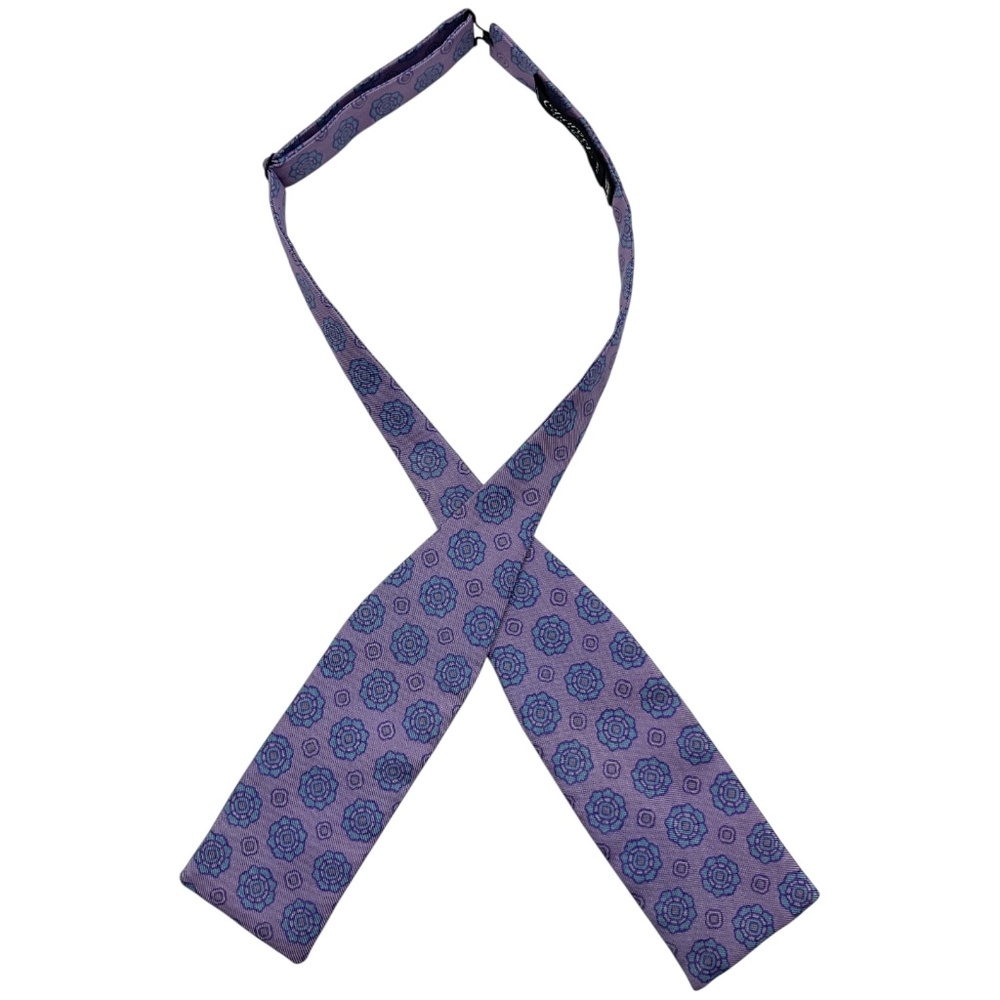 CHARVET Purple/Blue Geometric Silk LUXURY Self Bow Tie FRANCE